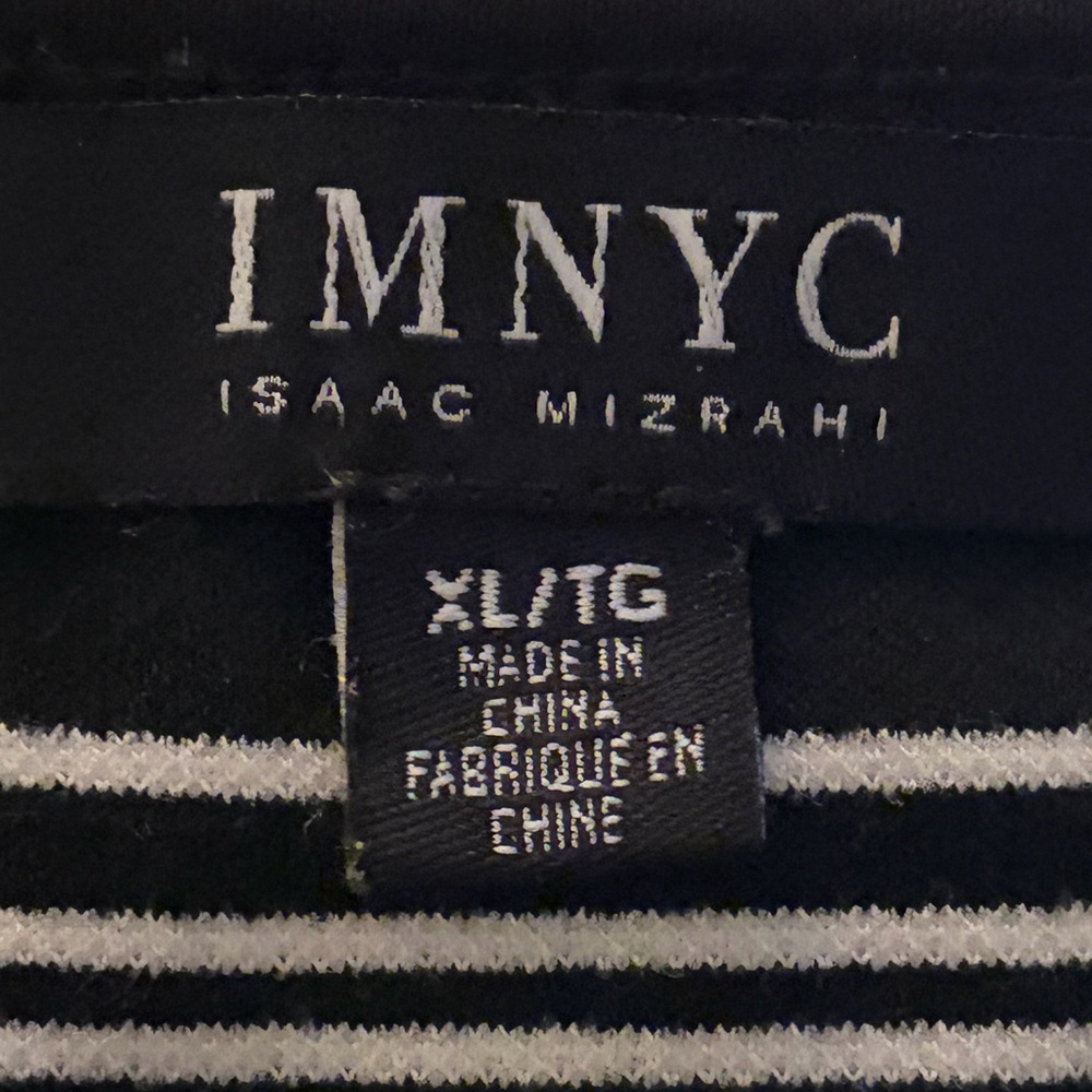 IMNYC Isaac Mizrahi Striped Tie Lace Blouse - Picture 4 of 5